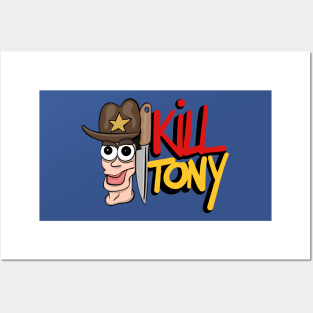 Kill Tony Fan Logo With Tony Hinchcliffe Head & Cowboy Hat With Handwritten Show Name (White) Posters and Art